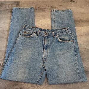 Vintage midwash orange tab straight leg Levi’s jeans